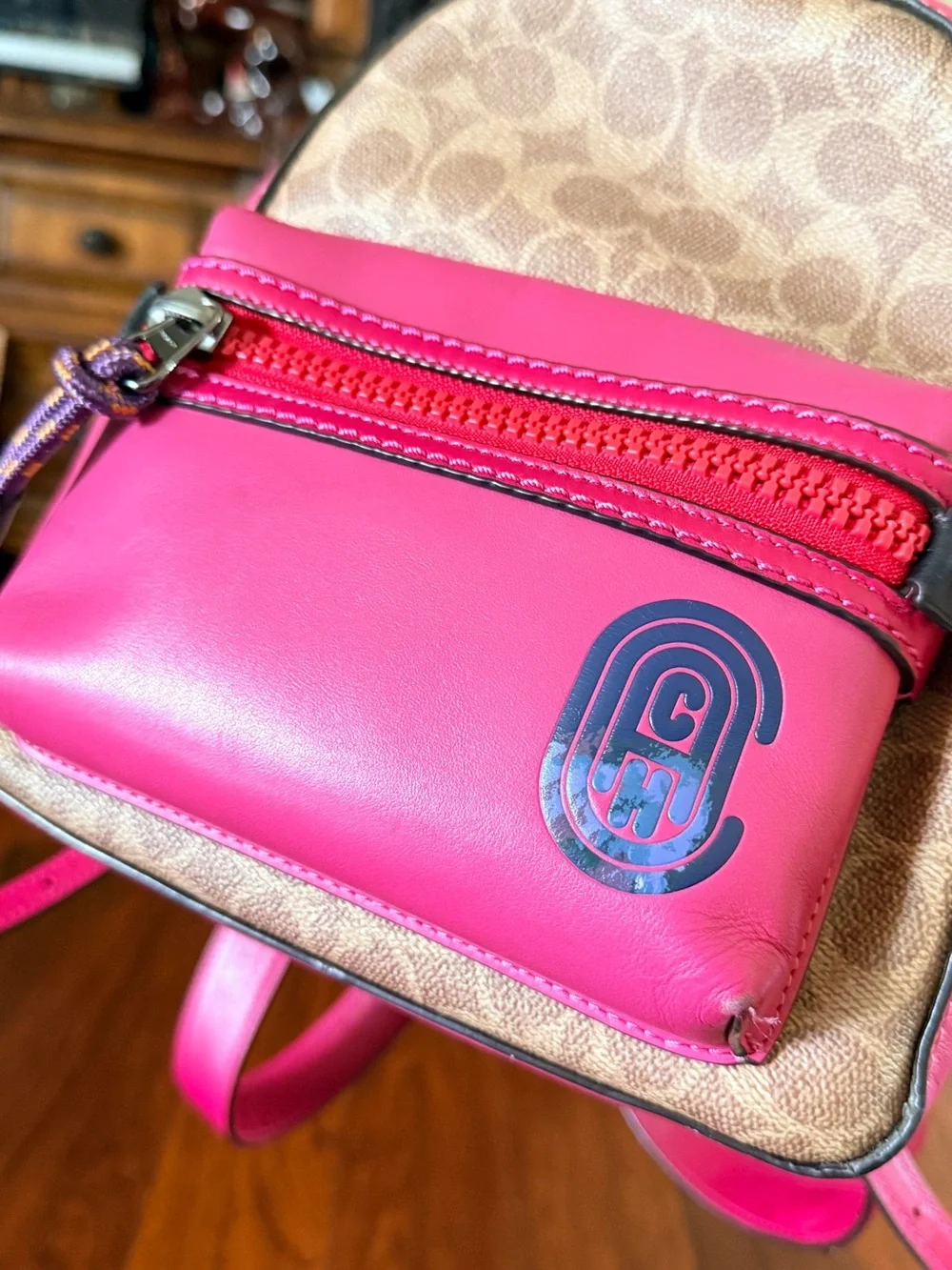 Coach Pink Signature Canvas Mini Backpack